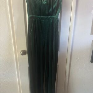 Entro Forest Green Velvet Jumpsuit